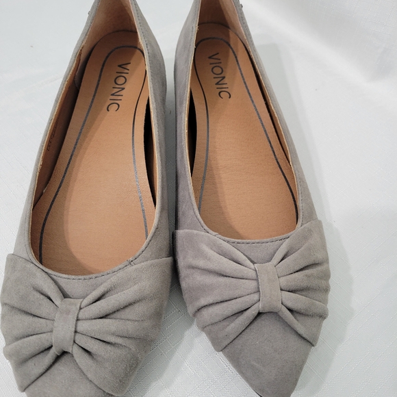 Vionic Women's Gramercy Poin Toe Gray Bow Flats Size 6 - Picture 4 of 9